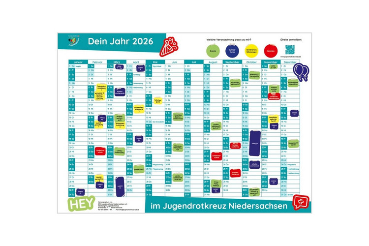 Jahresüberblick 2026 - Screenshot Kalender Der Kalender mit allen Veranstaltungsterminen für das JRK-Jahr 2026